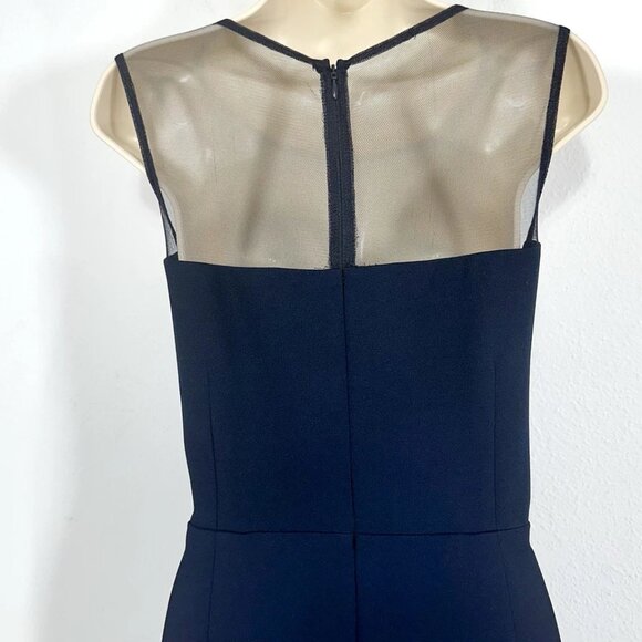 Adrianna Papell Illusion Dress Sz 14 Asymmetrical Mesh Top Midnight Witchy Glam - Picture 8 of 12